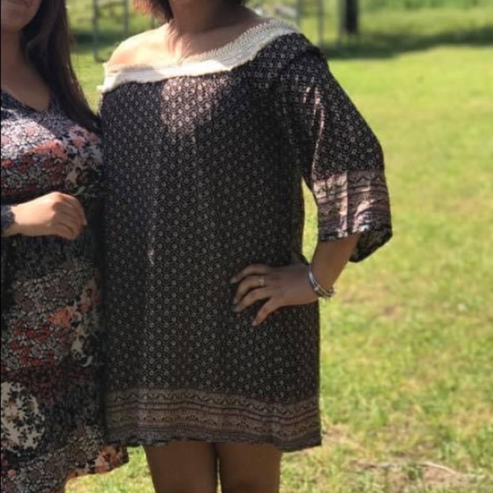 Worn once Tribal off the shoulder dress